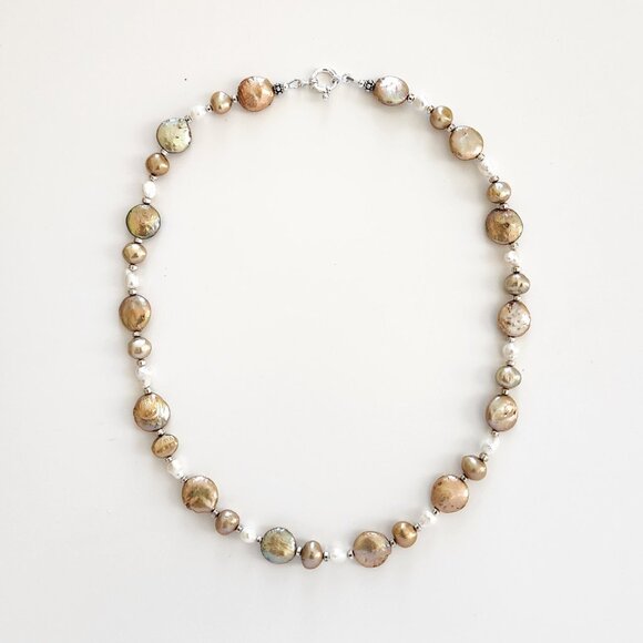 GOLD PEARL MIX NECKLACE--18" - Picture 4 of 4